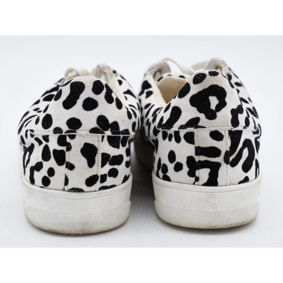 Topshop Womens 7 Sneakers White Black Leopard Print Low Top Lace Up Casual Shoes - Picture 9 of 11